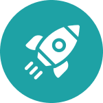 Simple rocket illustration in a circle